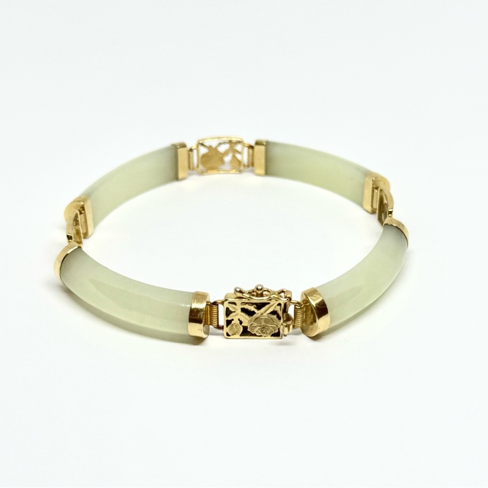 14k Light Jade Vintage Bracelet 7"